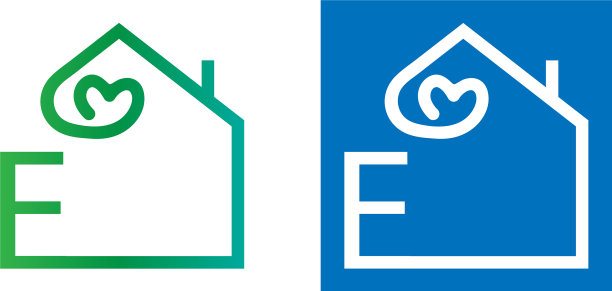 字母房子与爱的图标标志图片下载