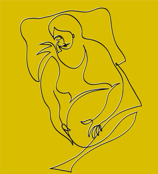 孕妇睡眠一笔画矢量素材图片下载