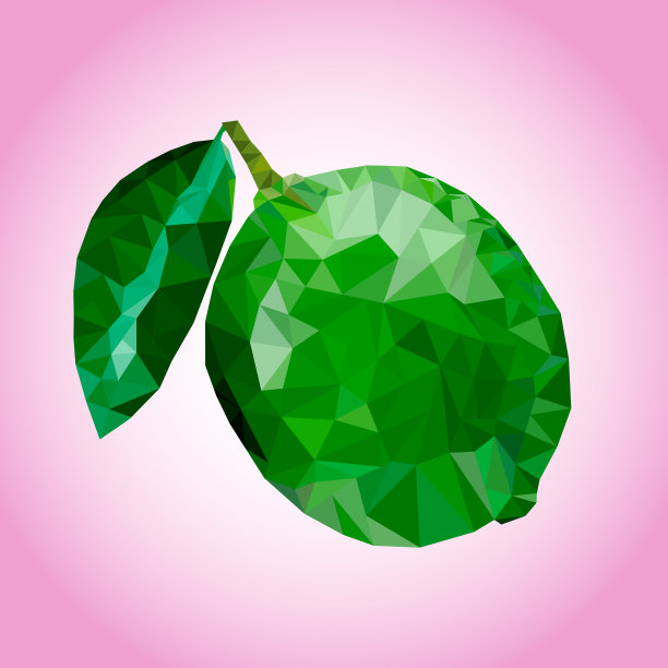 多边形风格的酸橙。矢量水果。矢量图图片下载
