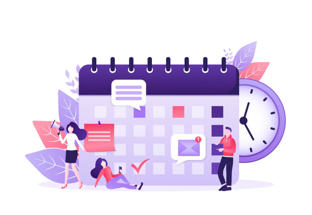 平面catroon插图与规划人员。平面向量插图。组织的议程。图片下载