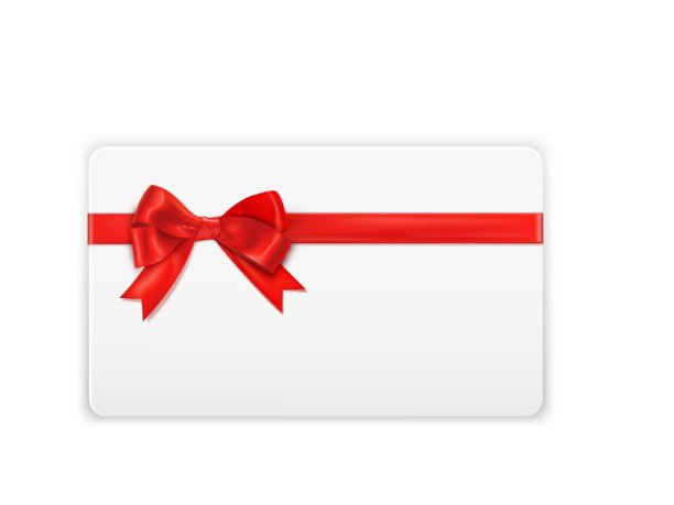 用红丝带装饰的逼真礼品卡模板图片下载