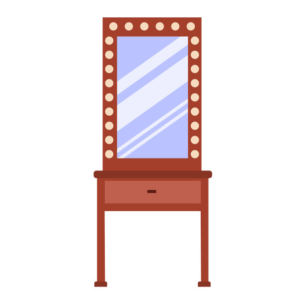 单一古董梳妆台在一个平面卡通风格。卧室和客厅的复古家具向量。矢量图被孤立在白色背景上。图片下载