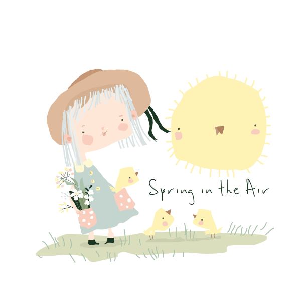 卡通美女和可爱的小鸡图片下载