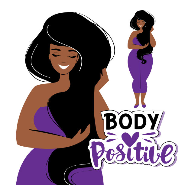 加上大小女人。美丽的超重的女人。动机。身体积极的。孤立的卡通图片图片下载