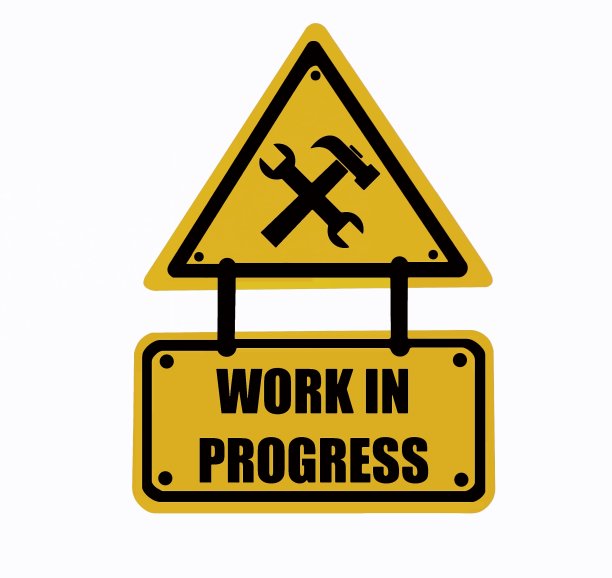 正在进行的工作用黄色三角形的扳手和锤子标记。图片下载