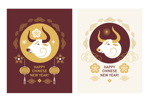 中国牛新年快乐图片下载