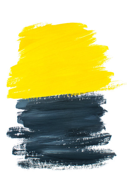 画布上黄色和灰色的笔触。抽象的树胶水彩画。颜色2021。图片下载