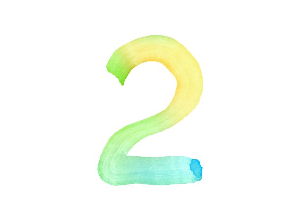 水彩数字，用画笔手绘。多色的象征。模板的问候，设计，明信片，装饰。图片下载