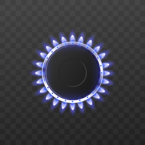 燃气热发光的厨房炉子的蓝色火焰燃烧器一个矢量3d插图。图片下载