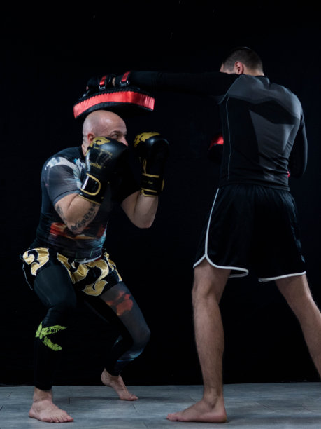 两名综合格斗选手正在训练图片下载
