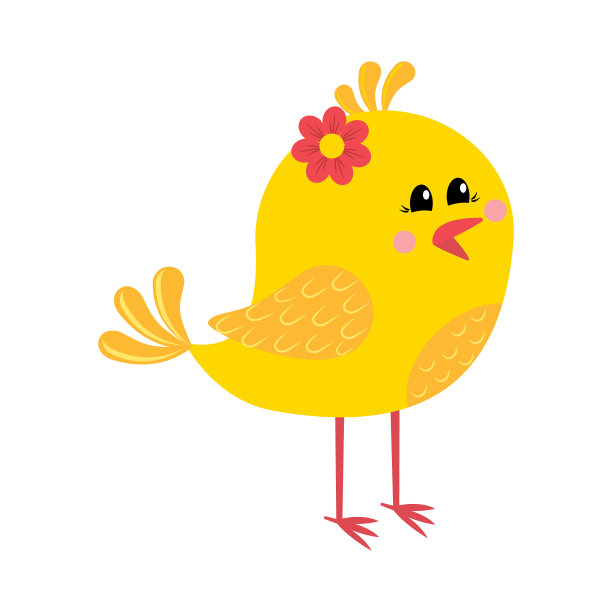 鸡孤立在白色背景，彩色矢量插图图片下载
