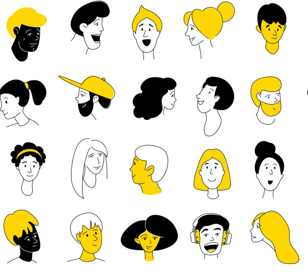 装饰性多元男女头像无缝图案背景，多民族群体图片下载