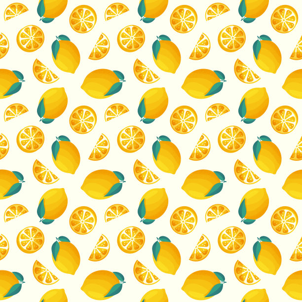柠檬无缝图案。向量的背景。图片下载