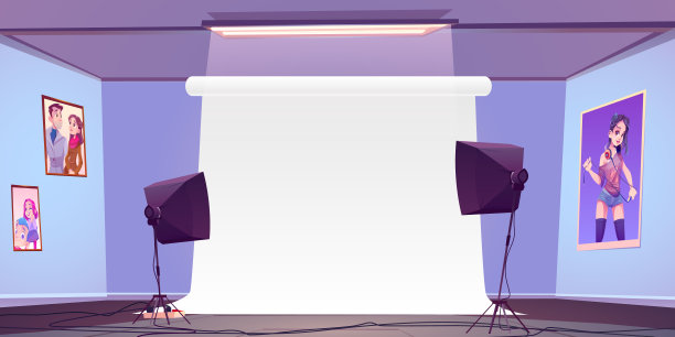 空荡荡的摄影工作室内部，白色的后台图片下载