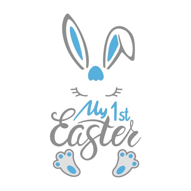 我的第一个复活节引用兔宝宝在白色背景孤立。图片下载