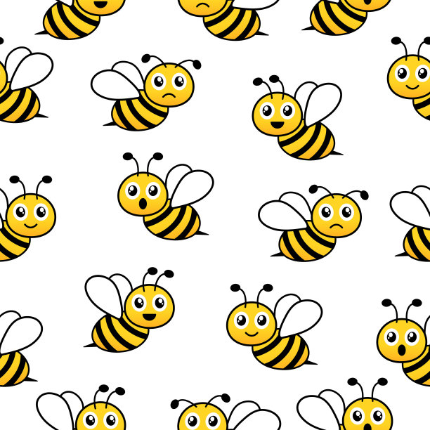 无缝模式与飞行的蜜蜂。图片下载