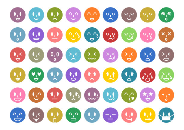 面图标集。矢量插图。不同的面部表情。图片下载