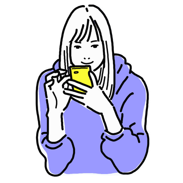 一个女人在看手机的插图图片下载