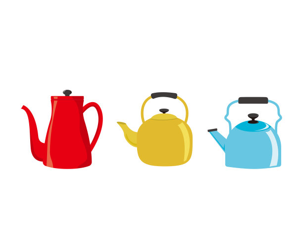 水壶矢量图。厨房用具。图片下载