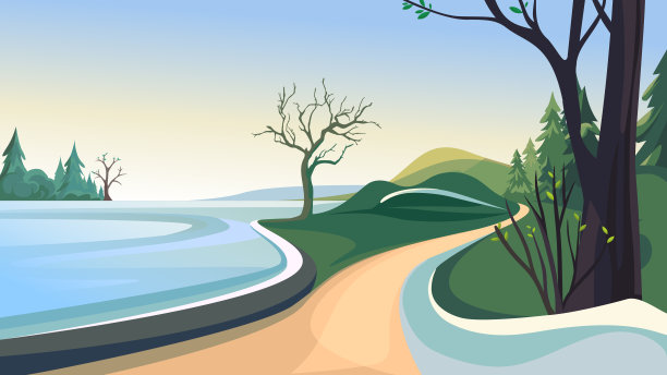 湖边的春天公园。素材图片