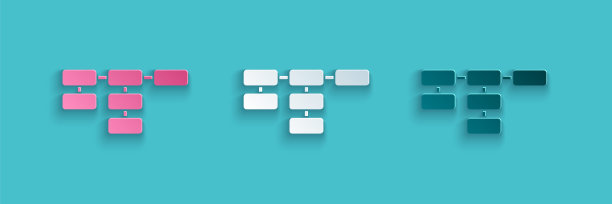 剪纸网站地图图标孤立在蓝色背景。纸艺术风格。向量图片下载