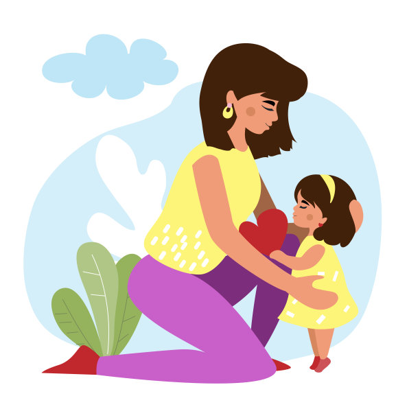 有女儿的漂亮女人。母亲节节日快乐理念。矢量平面样式插图图片下载