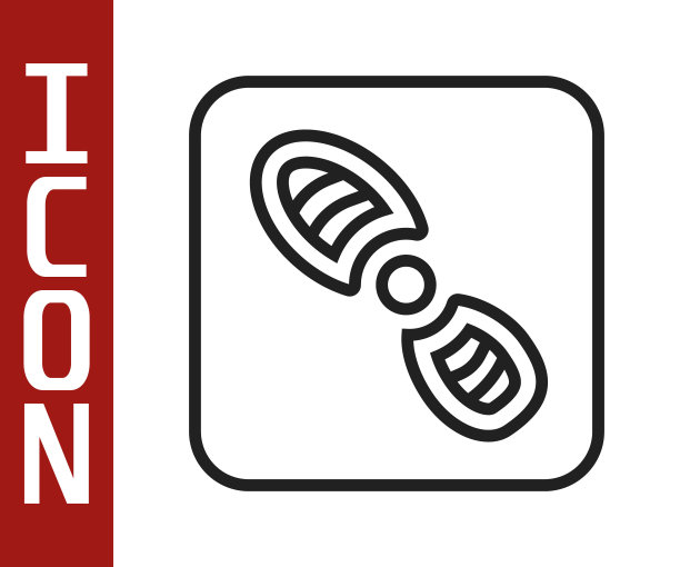 黑线人类脚印鞋图标孤立在白色背景上。鞋鞋底。向量图片下载