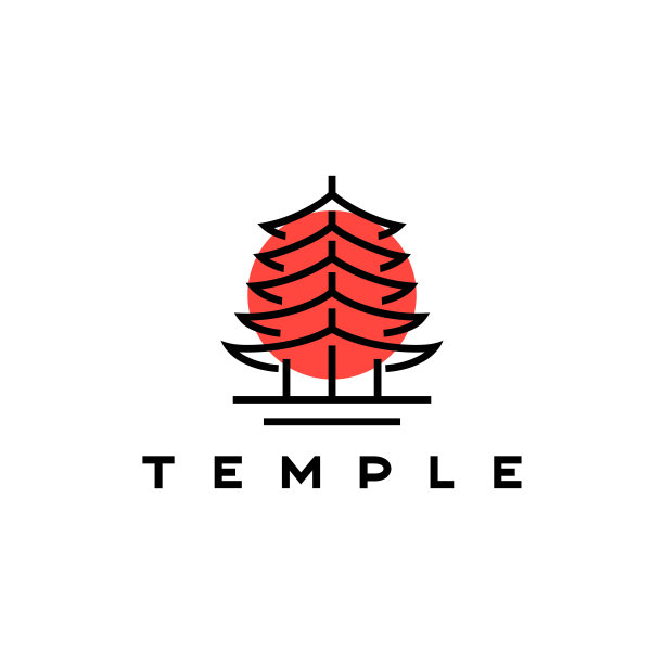 日本寺庙矢量图标插图股票插图亚洲，日本，古代，建筑，图标图片下载