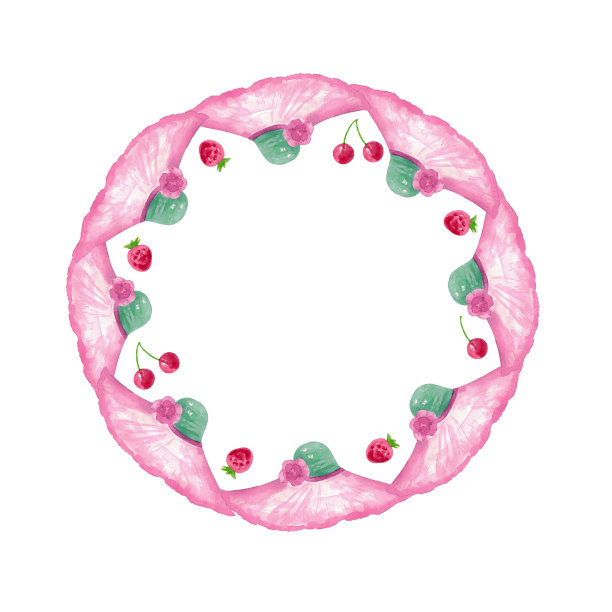 用夏日海滩度假的物品装饰一个花圈。图片下载