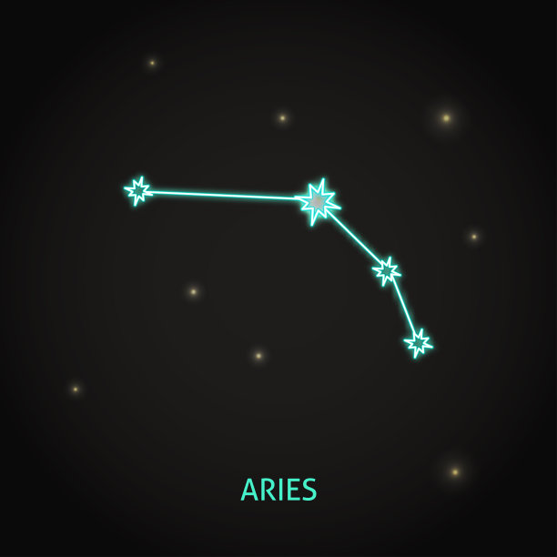 黑色背景上的白羊座星座图片下载