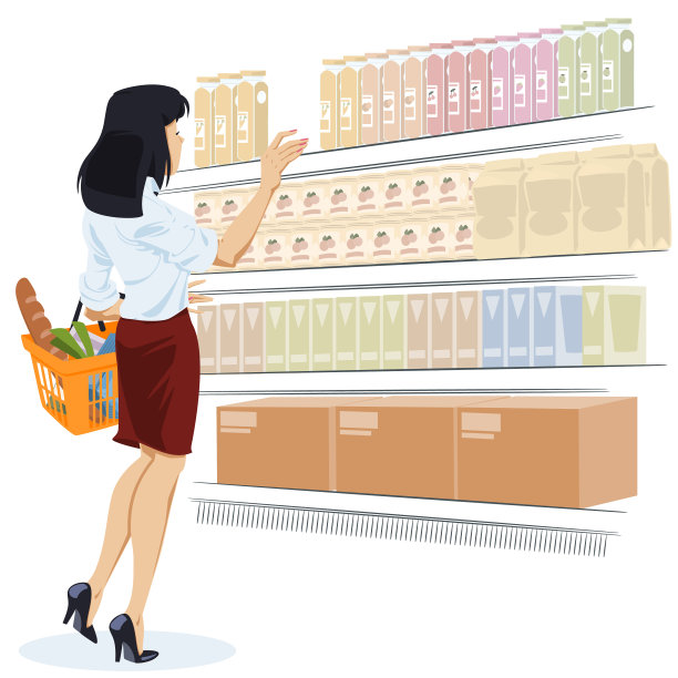 年轻女子与购物篮图片概念图片下载