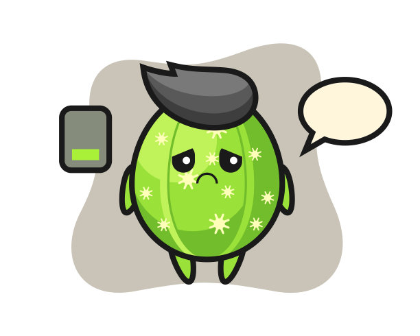 仙人掌吉祥物角色做一个疲倦的手势图片下载