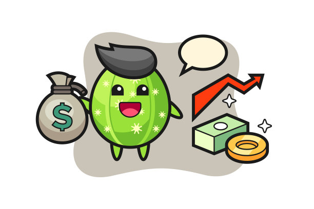 仙人掌卡通拿着钱袋图片下载