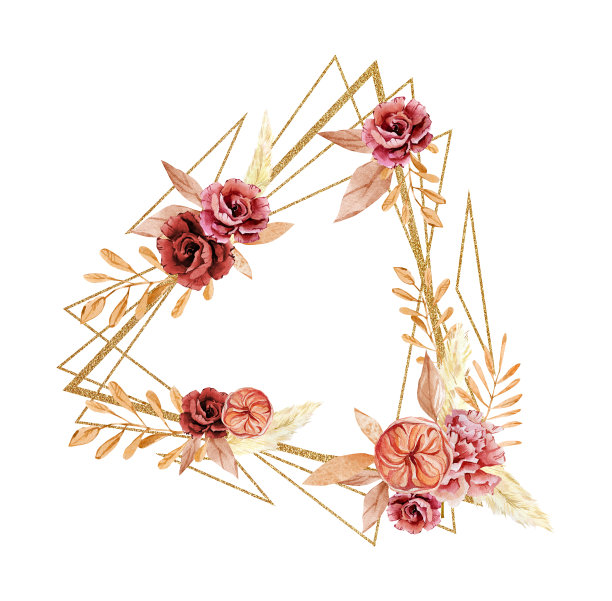 水彩金色花卉框。落满灰尘的枝叶、勃艮第的玫瑰、潘帕斯草原。新娘送礼会，婴儿送礼会，婚礼邀请。秋天图片下载