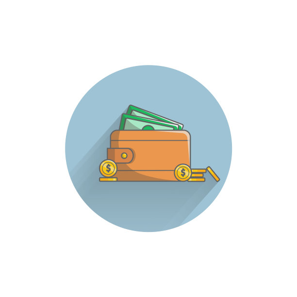 钱包里有彩色的钞票，扁平的图标长图片下载