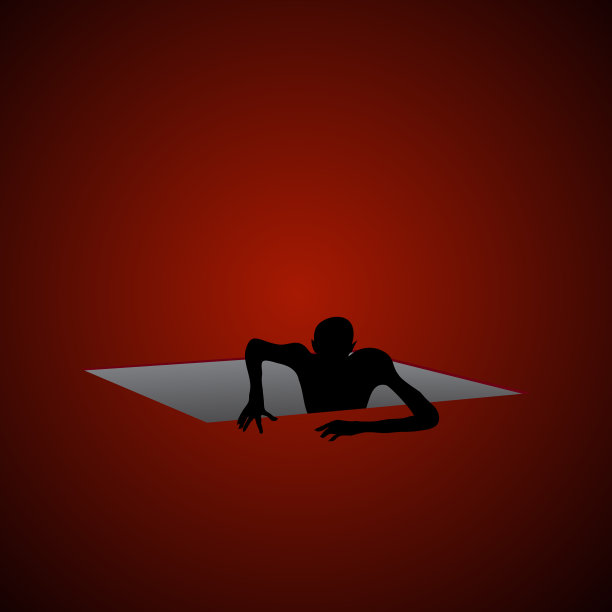 僵尸邪恶的剪影从一个洞里出来图片下载