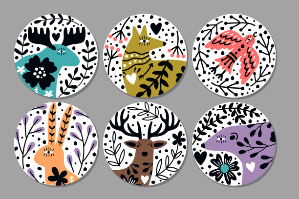 斯堪的纳维亚动物贴纸图片下载