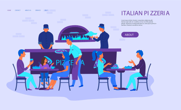 披萨店概念卡登陆网页模板图片下载