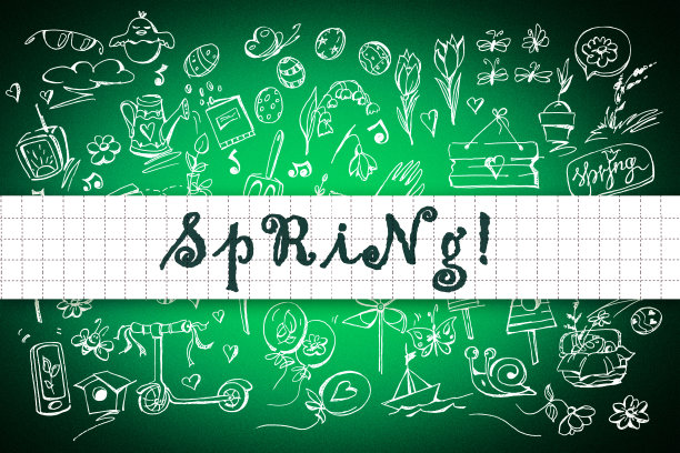 春季在彩色背景上设置手绘图片下载