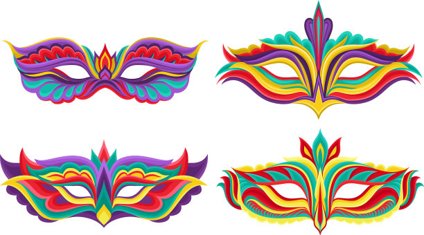 假面舞会的假面舞会或狂欢节的假面舞会都五颜六色图片下载