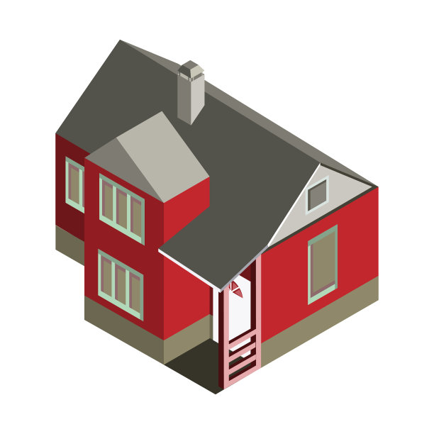 等距房子图标孤立图片下载