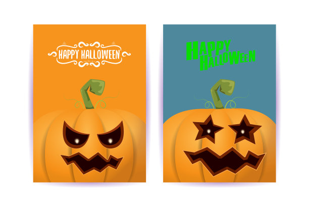 万圣节垂直卡通海报套装图片下载