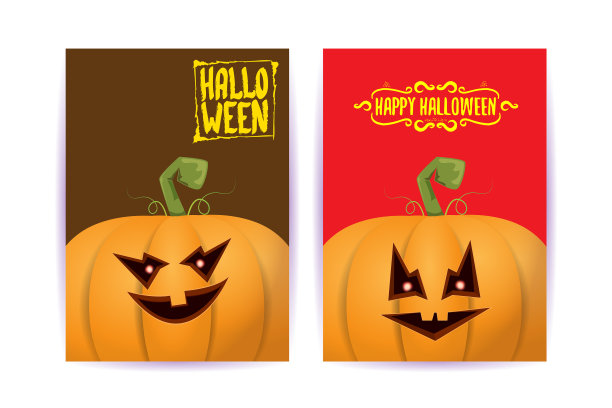 万圣节垂直卡通海报套装图片下载