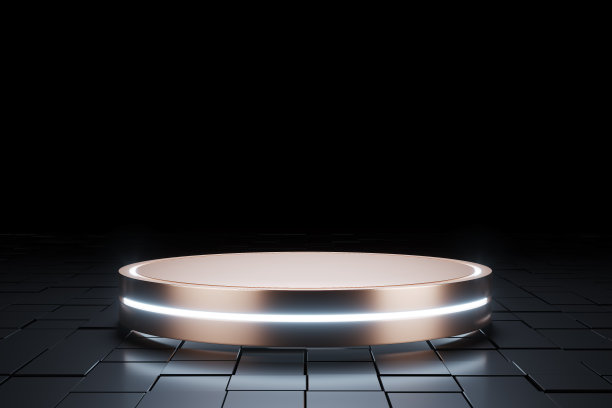 3D抽象未来主义背景与青铜基座图片下载