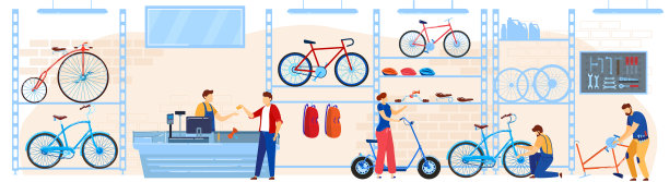 自行车自行车商店卡通图片下载