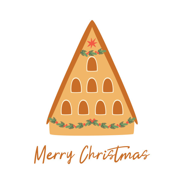 圣诞快乐的房子孤立在白色的冬天图片下载