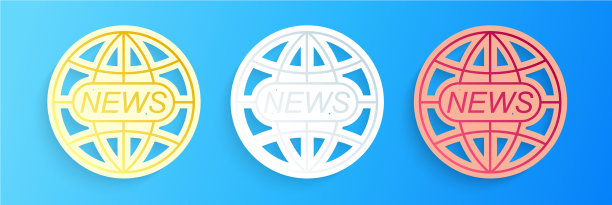 剪纸世界和全球新闻概念图标图片下载