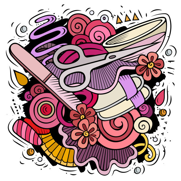 美甲沙龙手绘矢量涂鸦插图。图片下载