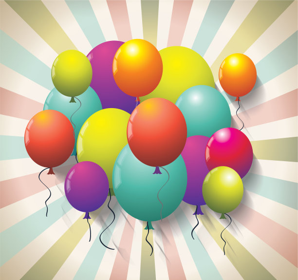 假日的背景点缀着明亮的气球图片下载