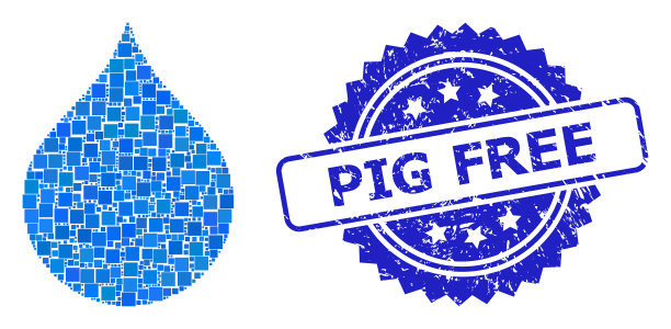 刮猪自由印章和方点拼贴图片下载